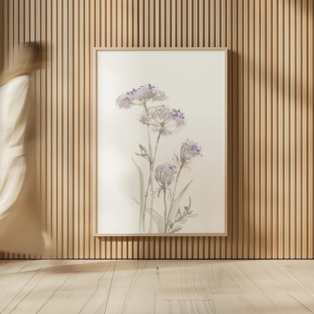 Tall Queen Annes Lace II by Chris Paschke. shown as over sized large wall art. Available as an archival giclee rolled canvas, fine art paper, or poster print. SKU 73078h.