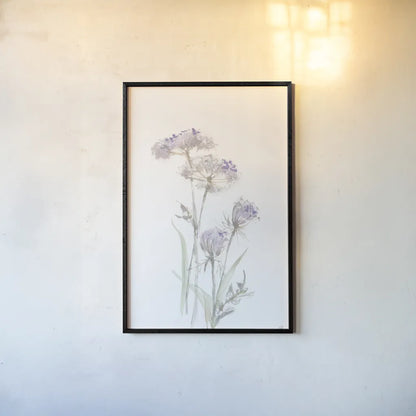 Tall Queen Annes Lace II by Chris Paschke. shown as a paper print in a black flame. Available as a archival giclee rolled canvas, fine art paper, or poster print. SKU 73078h.
