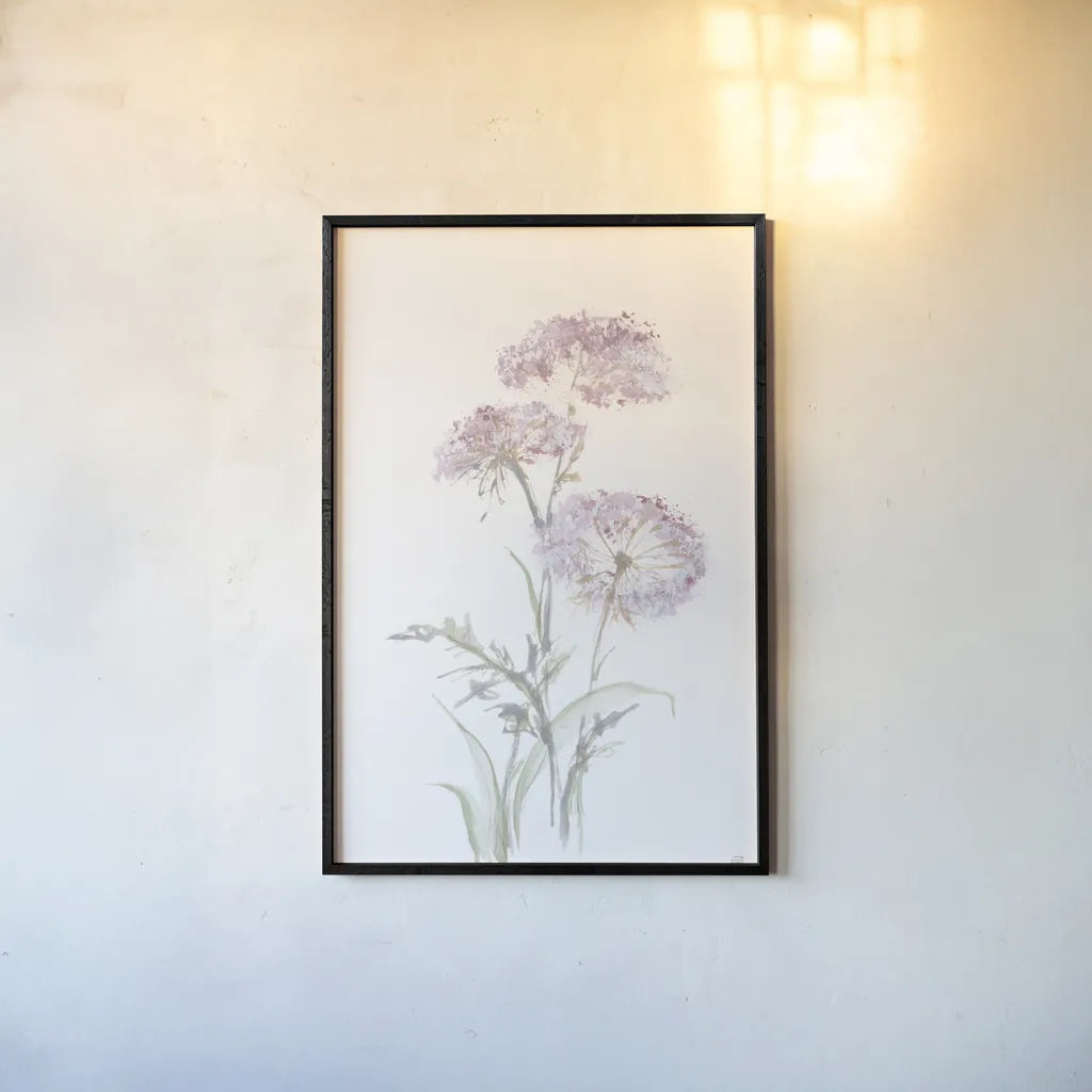 Tall Queen Annes Lace III by Chris Paschke. shown as a paper print in a black flame. Available as a archival giclee rolled canvas, fine art paper, or poster print. SKU 73079h.