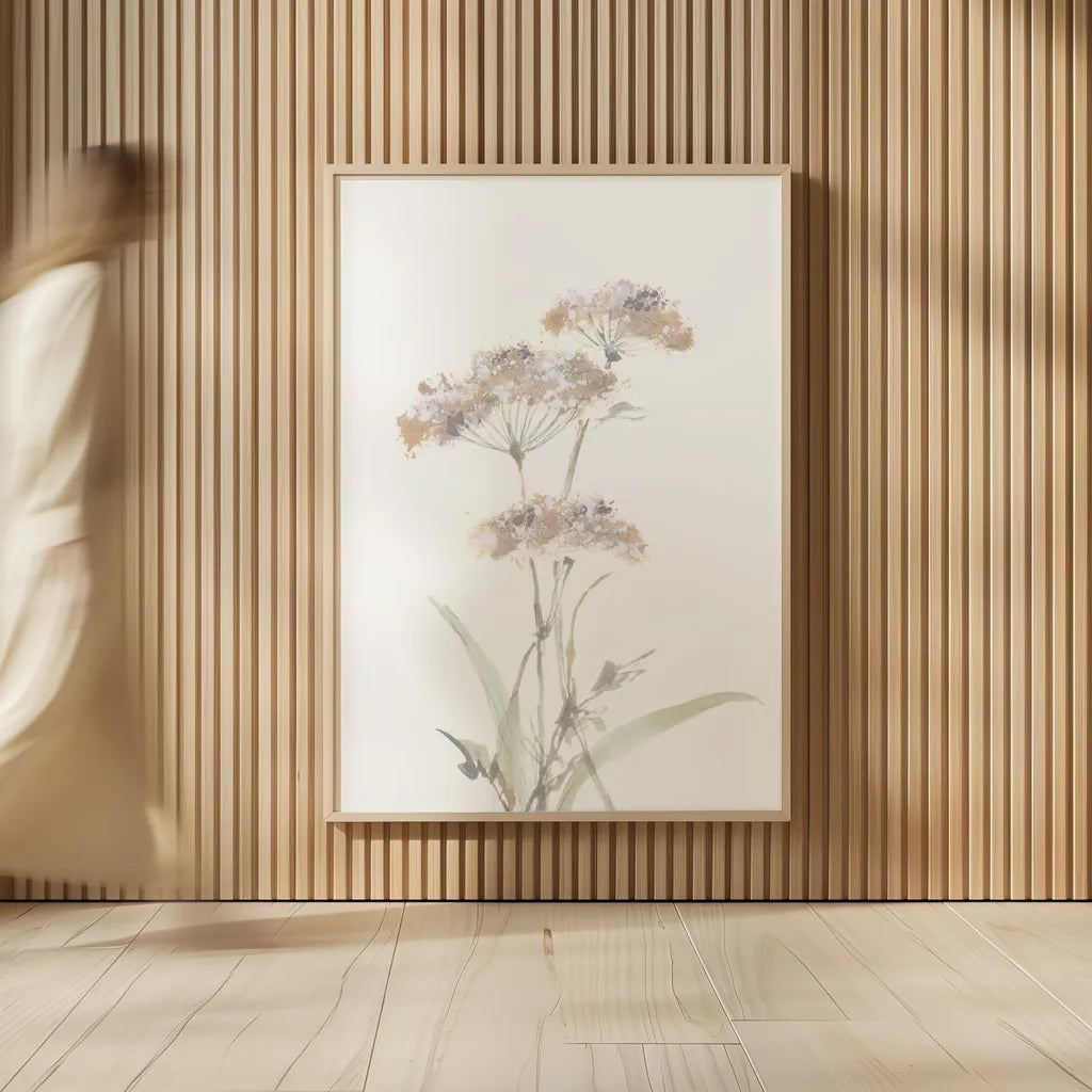 Tall Queen Annes Lace IV by Chris Paschke. shown as over sized large wall art. Available as an archival giclee rolled canvas, fine art paper, or poster print. SKU 73080h.