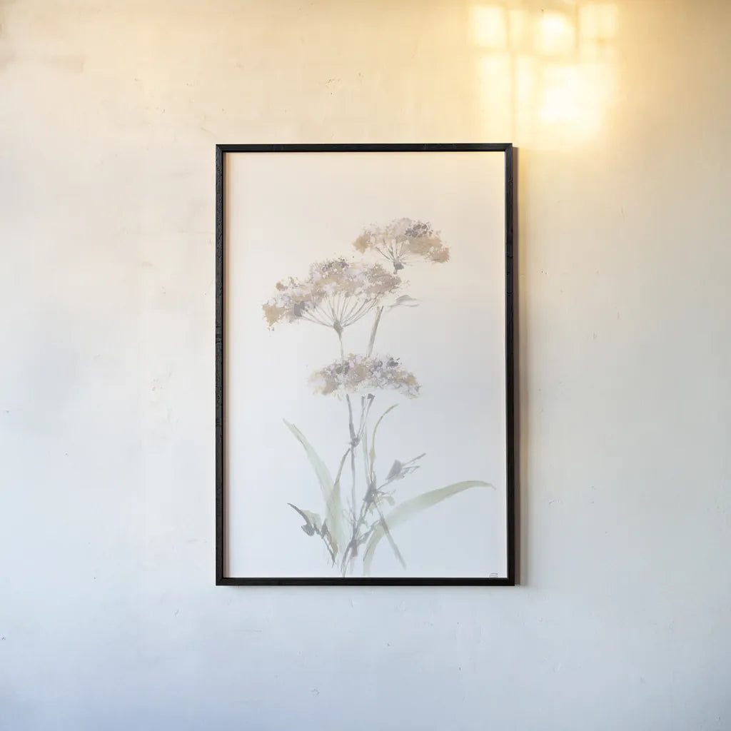 Tall Queen Annes Lace IV by Chris Paschke. shown as a paper print in a black flame. Available as a archival giclee rolled canvas, fine art paper, or poster print. SKU 73080h.