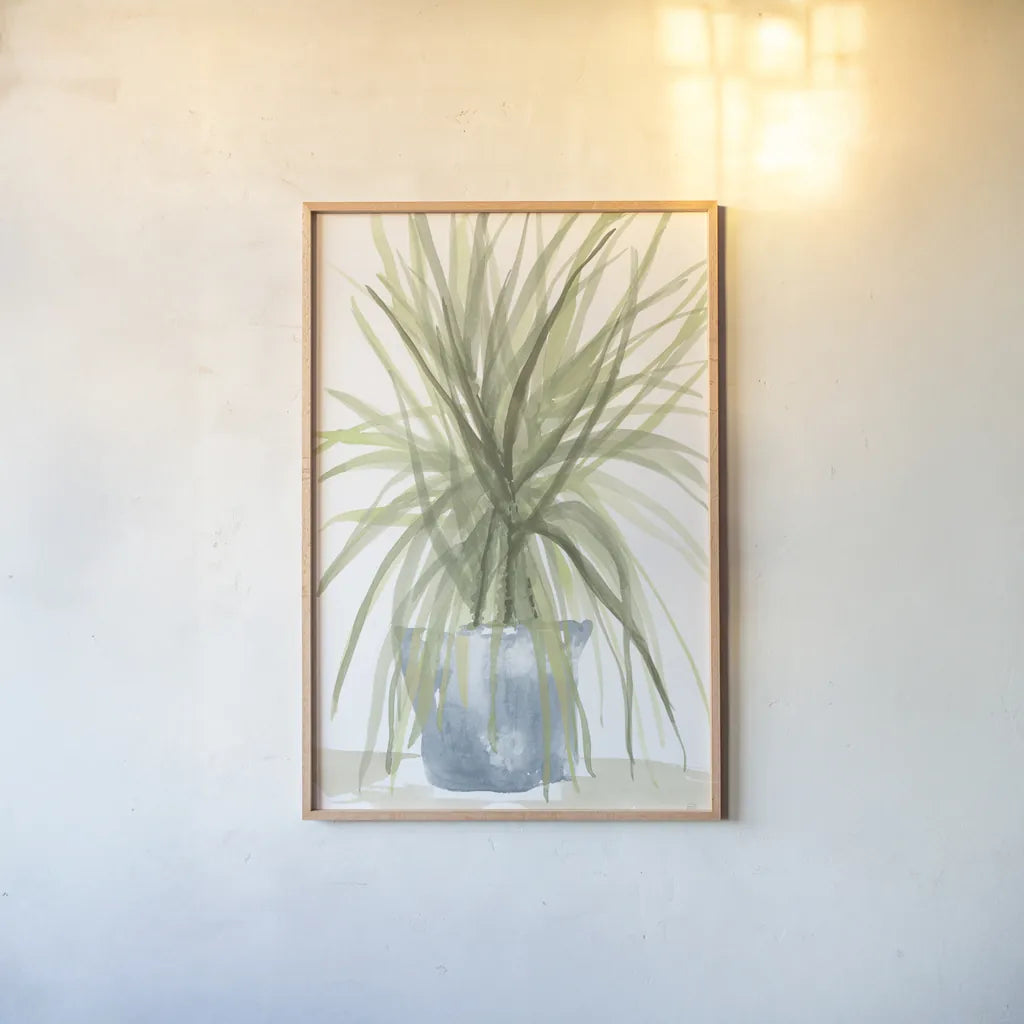 Tall Sunroom II Blue by Chris Paschke. shown as a paper print in a natural frame. Available as a archival giclee rolled canvas, fine art paper, or poster print. SKU 86554h.