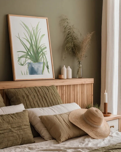 Tall Sunroom IV Blue by Chris Paschke. shown as a paper print in a natural frame. Available as a archival giclee rolled canvas, fine art paper, or poster print. SKU 86555h.