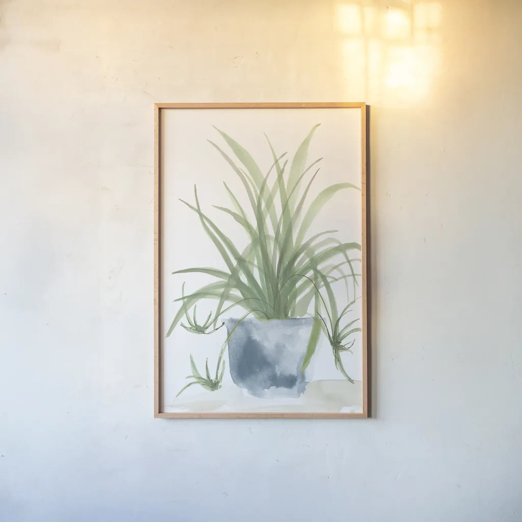 Tall Sunroom IV Blue by Chris Paschke. shown as a paper print in a natural frame. Available as a archival giclee rolled canvas, fine art paper, or poster print. SKU 86555h.