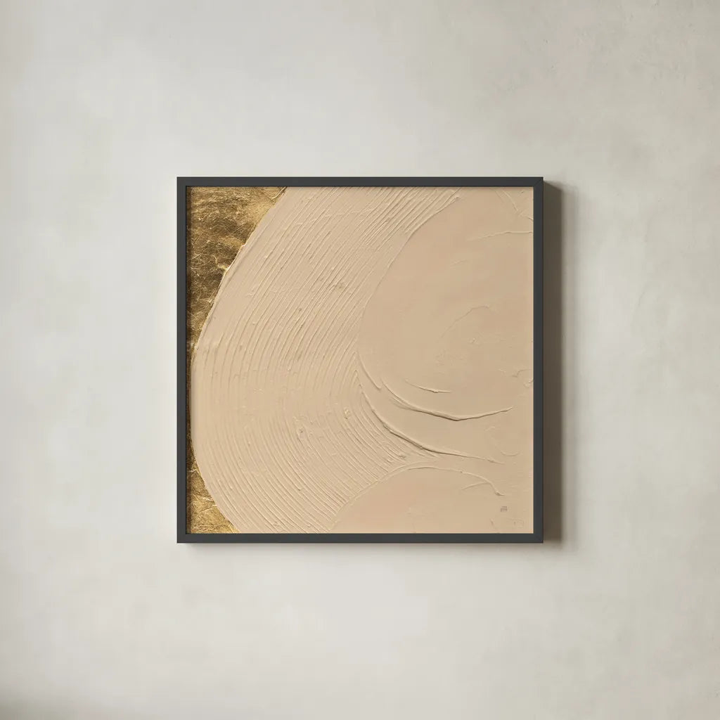 Tan on Tan I by Chris Paschke. Shown in a sleek black glass frame for a contemporary gallery look. Available as an archival giclee rolled canvas, fine art paper, or poster print. SKU 86807a.