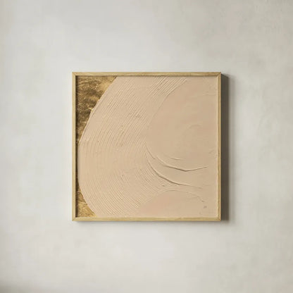 Tan on Tan I by Chris Paschke. Shown in a natural wood glass frame for a timeless modern aesthetic. Available as an archival giclee rolled canvas, fine art paper, or poster print. SKU 86807a.