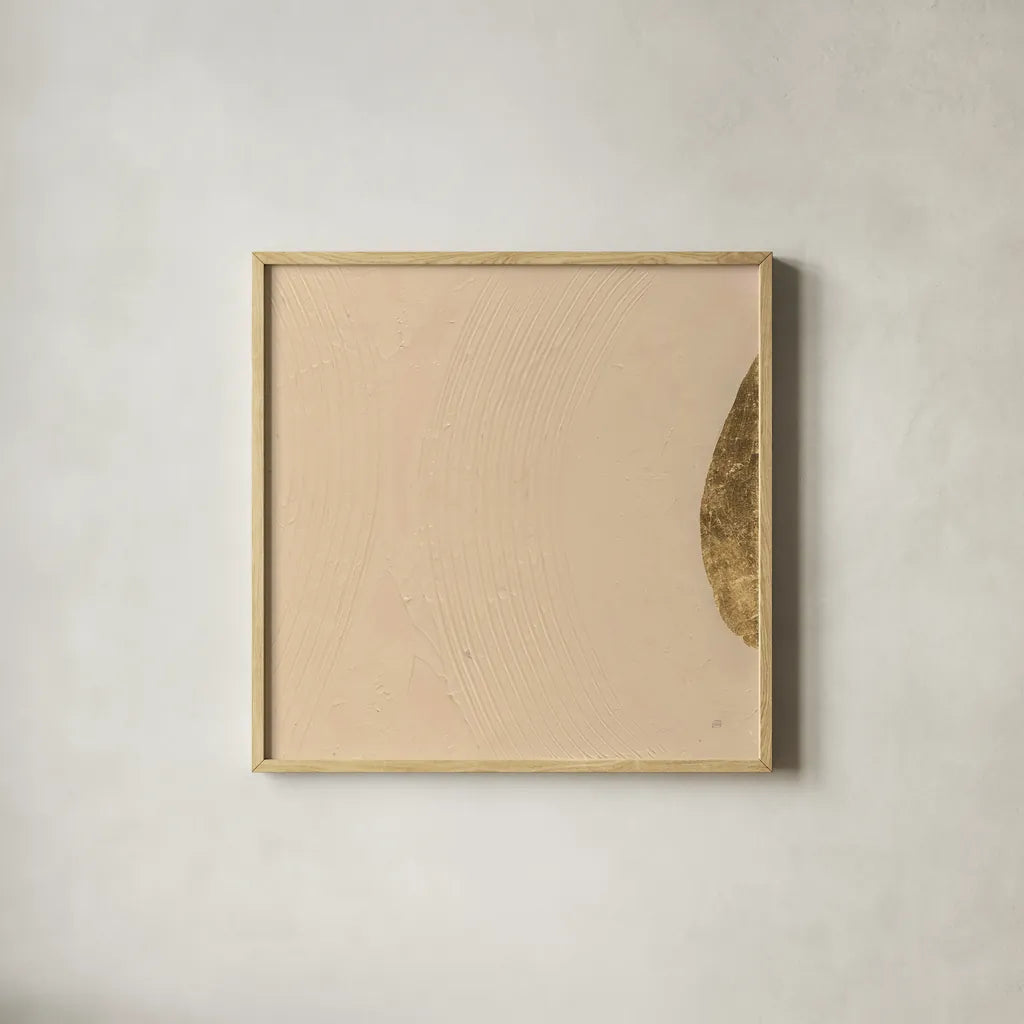 Tan on Tan III by Chris Paschke. Shown in a natural wood glass frame for a timeless modern aesthetic. Available as an archival giclee rolled canvas, fine art paper, or poster print. SKU 86809a.