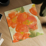 Tangerine Poppies I by Chris Paschke. Shown as a detailed flat fine art print, highlighting archival giclee quality. Available as an archival giclee rolled canvas, fine art paper, or poster print. SKU 50257a.