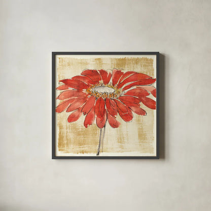 Tangerine and Grey I by Chris Paschke. Shown in a sleek black glass frame for a contemporary gallery look. Available as an archival giclee rolled canvas, fine art paper, or poster print. SKU 11093a.