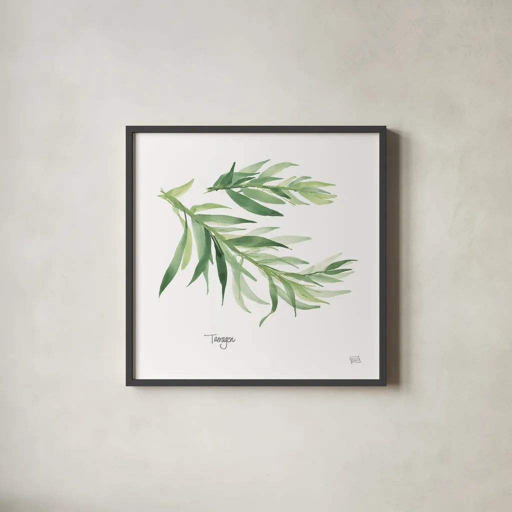 Tarragon v2 by Chris Paschke. Shown in a sleek black glass frame for a contemporary gallery look. Available as an archival giclee rolled canvas, fine art paper, or poster print. SKU 28469a.