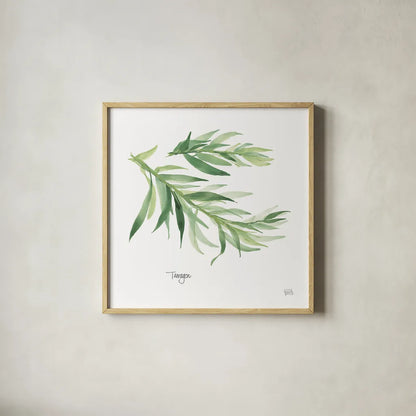 Tarragon v2 by Chris Paschke. Shown in a natural wood glass frame for a timeless modern aesthetic. Available as an archival giclee rolled canvas, fine art paper, or poster print. SKU 28469a.