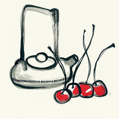 Tea and Cherries by Chris Paschke. SKU 26918a. Archival Giclee Fine art print for wall decor.