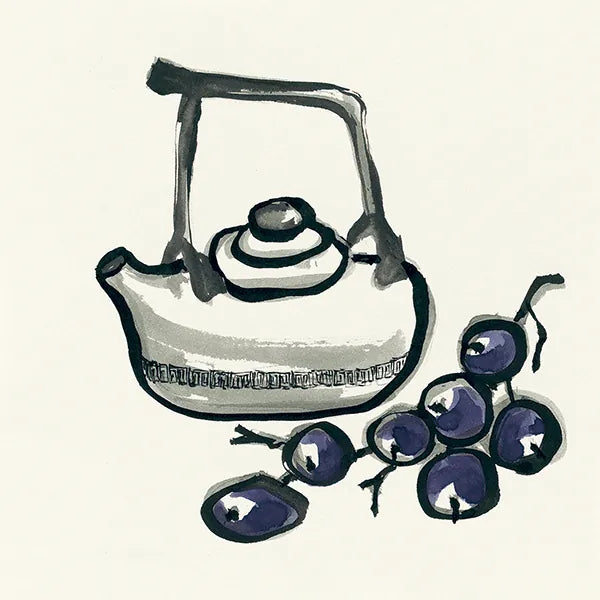 Tea and Grapes by Chris Paschke. SKU 26919a. Archival Giclee Fine art print for wall decor.