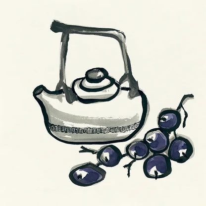 Tea and Grapes by Chris Paschke. SKU 26919a. Archival Giclee Fine art print for wall decor.