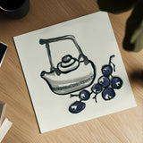 Tea and Grapes by Chris Paschke. Shown as a detailed flat fine art print, highlighting archival giclee quality. Available as an archival giclee rolled canvas, fine art paper, or poster print. SKU 26919a.