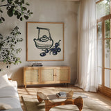 Tea and Grapes by Chris Paschke. Shown in a natural wood frame in a cozy modern living room. Available as an archival giclee rolled canvas, fine art paper, or poster print. SKU 26919a.