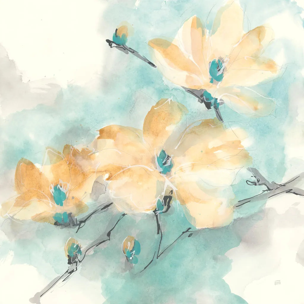 Teal Buds II by Chris Paschke. SKU 45473a. Archival Giclee Fine art print for wall decor.