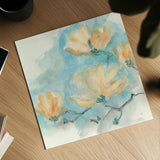 Teal Buds III by Chris Paschke. Shown as a detailed flat fine art print, highlighting archival giclee quality. Available as an archival giclee rolled canvas, fine art paper, or poster print. SKU 45474a.