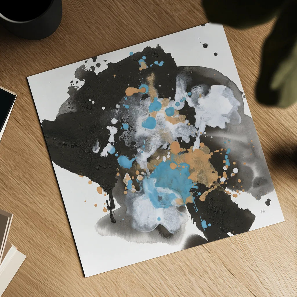 Teal Chaos I by Chris Paschke. Shown as a detailed flat fine art print, highlighting archival giclee quality. Available as an archival giclee rolled canvas, fine art paper, or poster print. SKU 99936a.