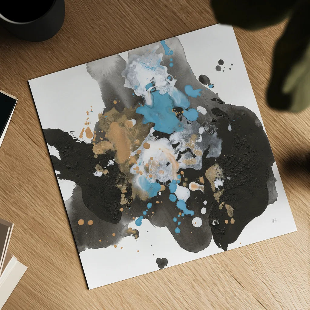 Teal Chaos II by Chris Paschke. Shown as a detailed flat fine art print, highlighting archival giclee quality. Available as an archival giclee rolled canvas, fine art paper, or poster print. SKU 99937a.