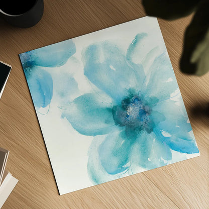 Teal Cosmos I by Chris Paschke. Shown as a detailed flat fine art print, highlighting archival giclee quality. Available as an archival giclee rolled canvas, fine art paper, or poster print. SKU 34004a.