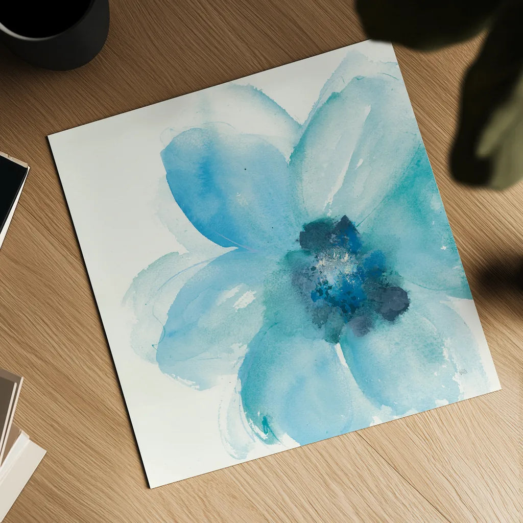 Teal Cosmos II by Chris Paschke. Shown as a detailed flat fine art print, highlighting archival giclee quality. Available as an archival giclee rolled canvas, fine art paper, or poster print. SKU 34005a.