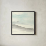 Teal Sky I by Chris Paschke. Shown in a sleek black glass frame for a contemporary gallery look. Available as an archival giclee rolled canvas, fine art paper, or poster print. SKU 44538a.