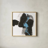 Teal and Ink II by Chris Paschke. Shown in a natural wood glass frame for a timeless modern aesthetic. Available as an archival giclee rolled canvas, fine art paper, or poster print. SKU 99885a.