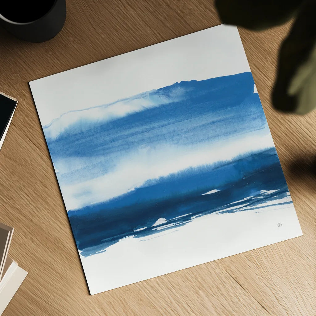 Teal and Navy I by Chris Paschke. Shown as a detailed flat fine art print, highlighting archival giclee quality. Available as an archival giclee rolled canvas, fine art paper, or poster print. SKU 81049a.