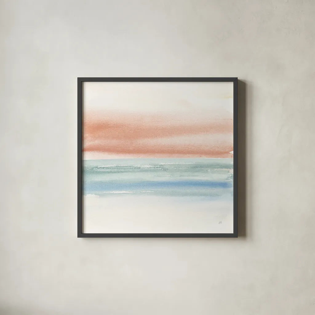 Terracotta Fog II by Chris Paschke. Shown in a sleek black glass frame for a contemporary gallery look. Available as an archival giclee rolled canvas, fine art paper, or poster print. SKU 73247a.