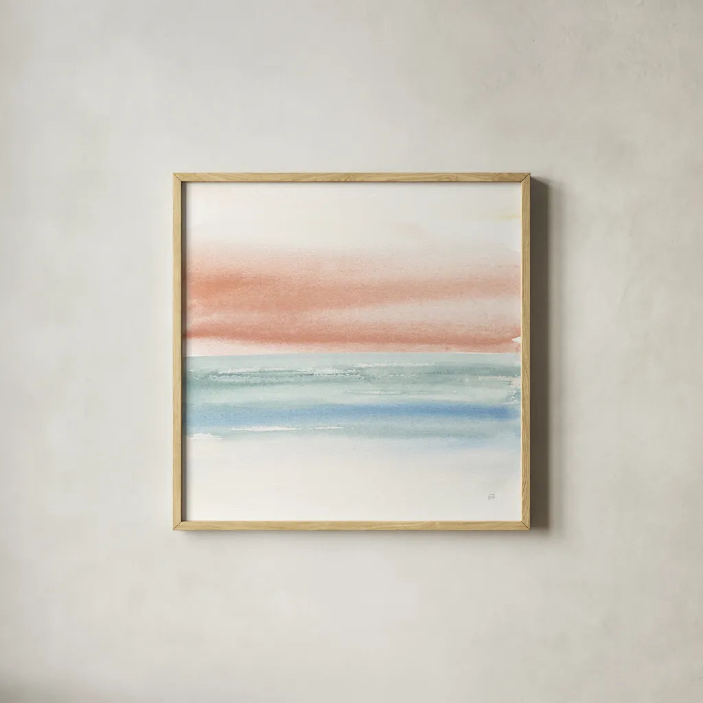 Terracotta Fog II by Chris Paschke. Shown in a natural wood glass frame for a timeless modern aesthetic. Available as an archival giclee rolled canvas, fine art paper, or poster print. SKU 73247a.