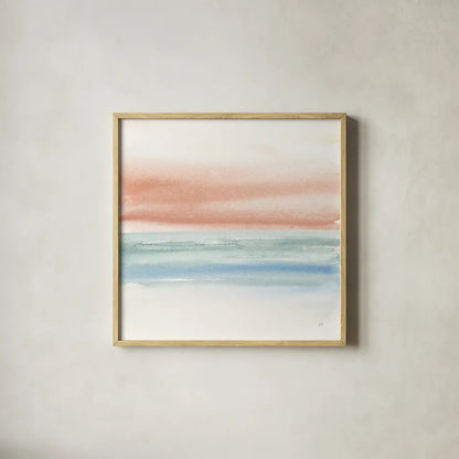 Terracotta Fog II by Chris Paschke. Shown in a natural wood glass frame for a timeless modern aesthetic. Available as an archival giclee rolled canvas, fine art paper, or poster print. SKU 73247a.