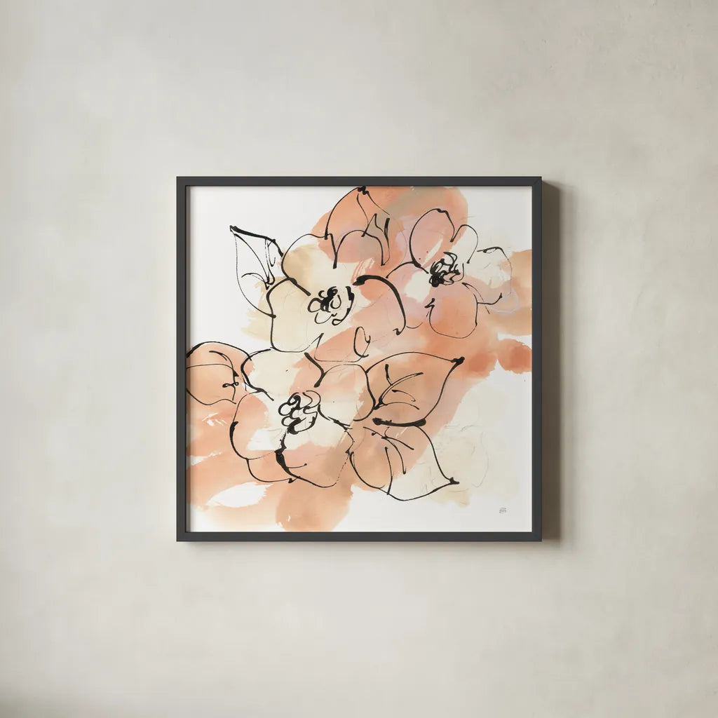 Terracotta Neutrals I by Chris Paschke. Shown in a sleek black glass frame for a contemporary gallery look. Available as an archival giclee rolled canvas, fine art paper, or poster print. SKU 70655a.