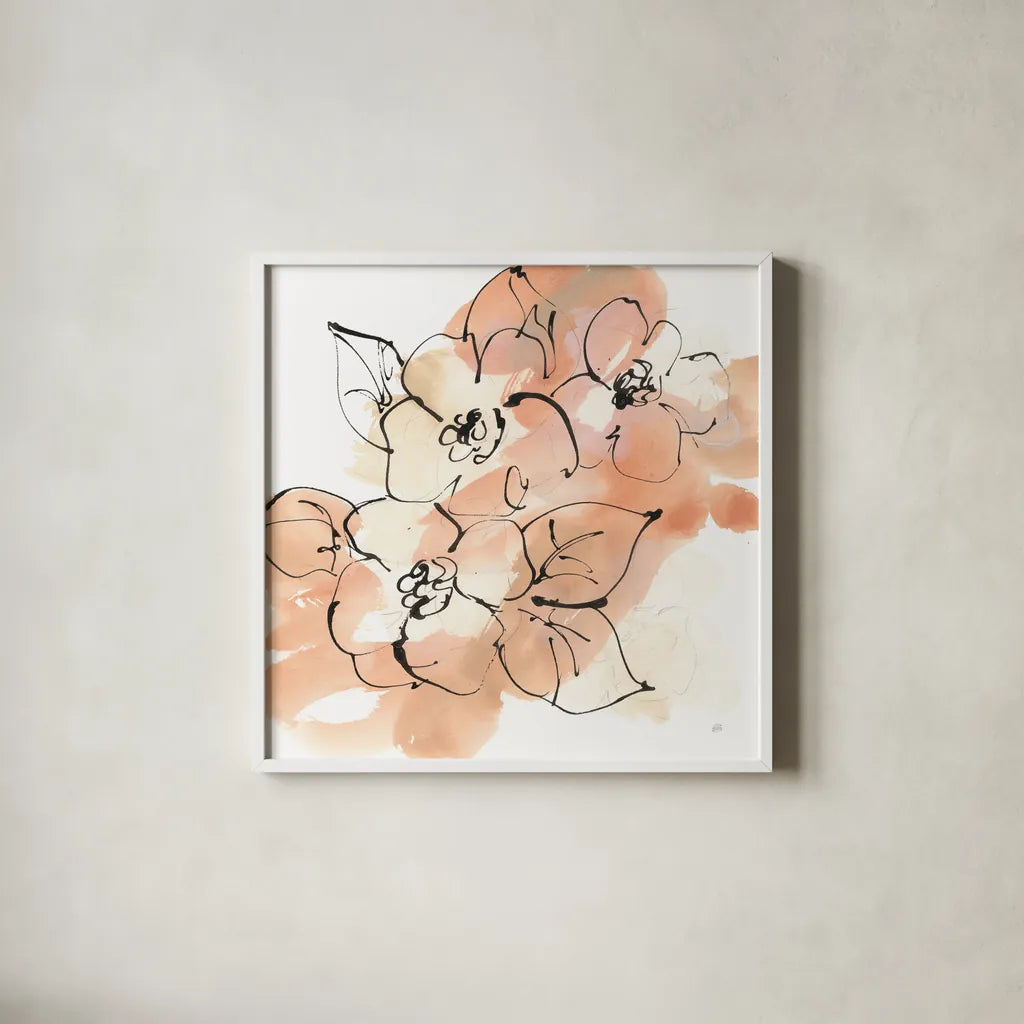 Terracotta Neutrals I by Chris Paschke. Shown in a crisp white glass frame for a clean and minimalist style. Available as an archival giclee rolled canvas, fine art paper, or poster print. SKU 70655a.