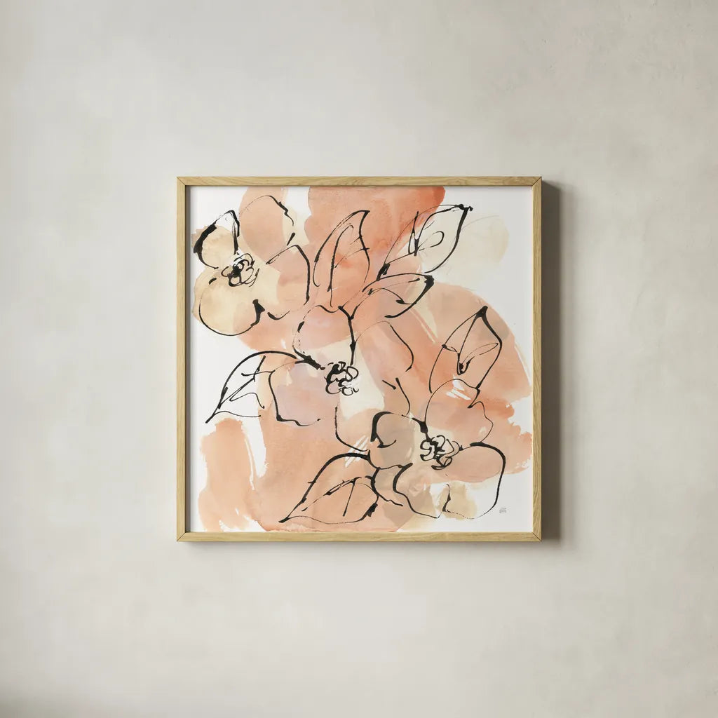 Terracotta Neutrals II by Chris Paschke. Shown in a natural wood glass frame for a timeless modern aesthetic. Available as an archival giclee rolled canvas, fine art paper, or poster print. SKU 70656a.