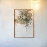 Textural Trees II by Chris Paschke. shown as a paper print in a natural frame. Available as a archival giclee rolled canvas, fine art paper, or poster print. SKU 88339h.