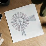 Textural Windmill I by Chris Paschke. Shown as a detailed flat fine art print, highlighting archival giclee quality. Available as an archival giclee rolled canvas, fine art paper, or poster print. SKU 76334a.