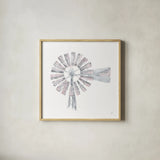Textural Windmill I by Chris Paschke. Shown in a natural wood glass frame for a timeless modern aesthetic. Available as an archival giclee rolled canvas, fine art paper, or poster print. SKU 76334a.