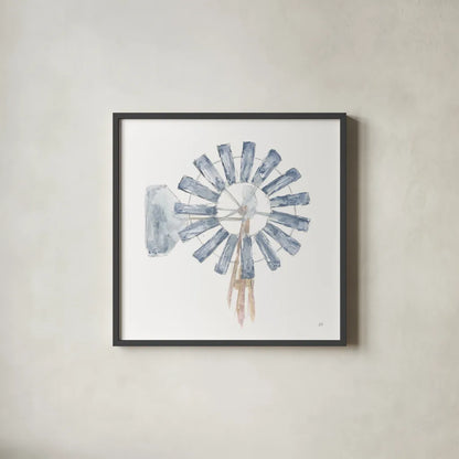 Textural Windmill II by Chris Paschke. Shown in a sleek black glass frame for a contemporary gallery look. Available as an archival giclee rolled canvas, fine art paper, or poster print. SKU 76335a.