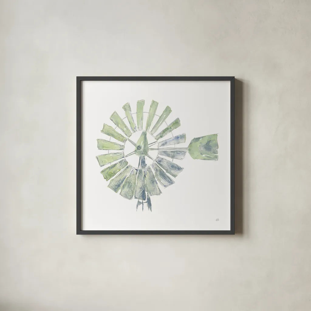Textural Windmill III by Chris Paschke. Shown in a sleek black glass frame for a contemporary gallery look. Available as an archival giclee rolled canvas, fine art paper, or poster print. SKU 76336a.