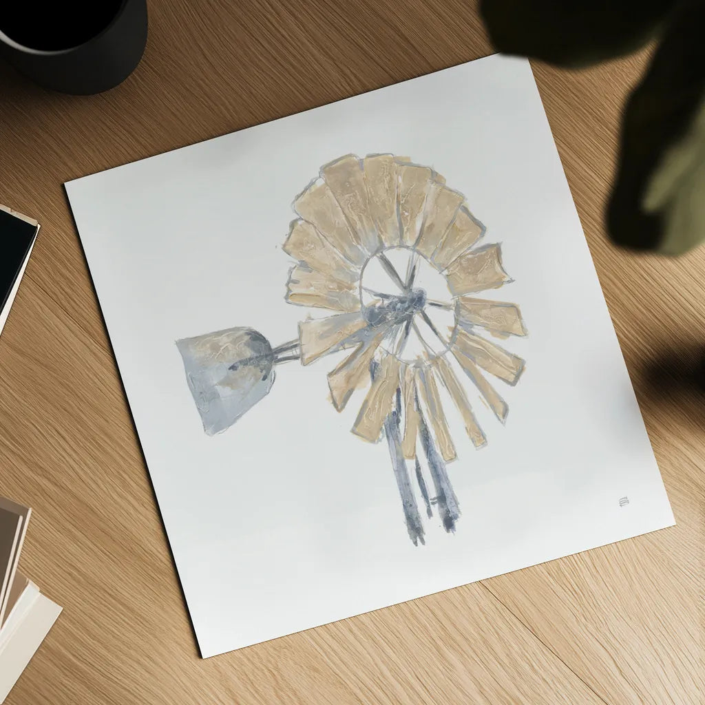 Textural Windmill IV by Chris Paschke. Shown as a detailed flat fine art print, highlighting archival giclee quality. Available as an archival giclee rolled canvas, fine art paper, or poster print. SKU 76337a.