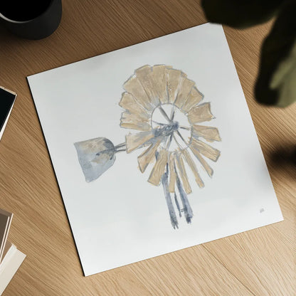 Textural Windmill IV by Chris Paschke. Shown as a detailed flat fine art print, highlighting archival giclee quality. Available as an archival giclee rolled canvas, fine art paper, or poster print. SKU 76337a.