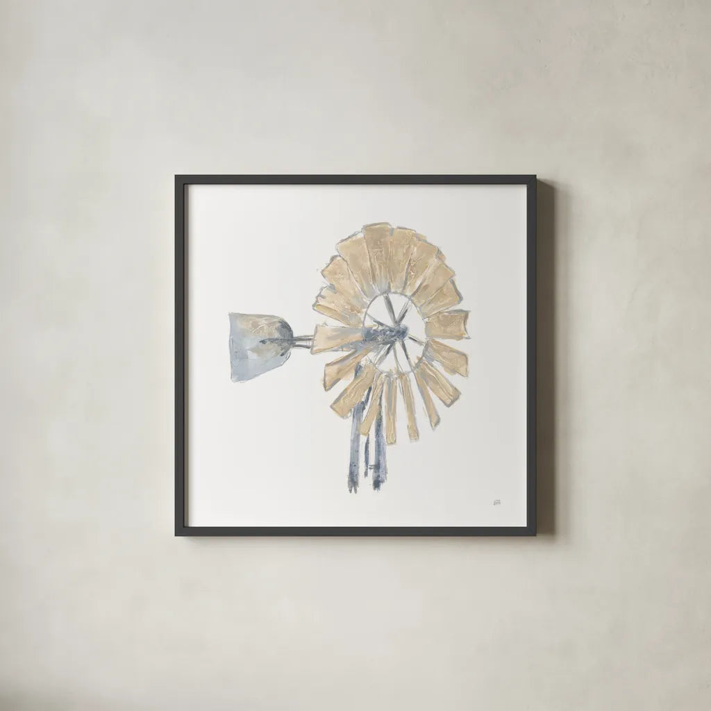 Textural Windmill IV by Chris Paschke. Shown in a sleek black glass frame for a contemporary gallery look. Available as an archival giclee rolled canvas, fine art paper, or poster print. SKU 76337a.