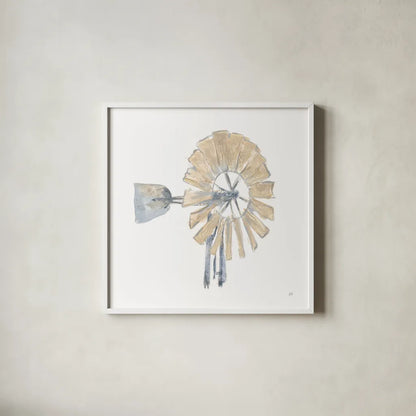 Textural Windmill IV by Chris Paschke. Shown in a crisp white glass frame for a clean and minimalist style. Available as an archival giclee rolled canvas, fine art paper, or poster print. SKU 76337a.