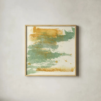 Textured Gold I by Chris Paschke. Shown in a natural wood glass frame for a timeless modern aesthetic. Available as an archival giclee rolled canvas, fine art paper, or poster print. SKU 37169a.