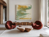 Textured Gold I by Chris Paschke. Shown as extra-large giant wall art in a modern living room. Available as an archival giclee rolled canvas, fine art paper, or poster print. SKU 37169a.