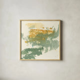 Textured Gold II by Chris Paschke. Shown in a natural wood glass frame for a timeless modern aesthetic. Available as an archival giclee rolled canvas, fine art paper, or poster print. SKU 37170a.