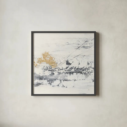 Textured Gold II by Chris Paschke. Shown in a sleek black glass frame for a contemporary gallery look. Available as an archival giclee rolled canvas, fine art paper, or poster print. SKU 92174a.