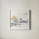 Textured Gold II by Chris Paschke. Shown in a crisp white glass frame for a clean and minimalist style. Available as an archival giclee rolled canvas, fine art paper, or poster print. SKU 92174a.