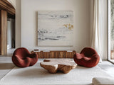 Textured Gold III by Chris Paschke. Shown as extra-large giant wall art in a modern living room. Available as an archival giclee rolled canvas, fine art paper, or poster print. SKU 92175a.